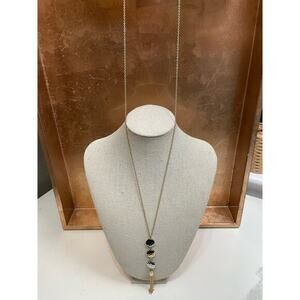 NWT Banana Republic Necklace, Two Tone, Gold & Silver Hammered Pendent w/ Tassel